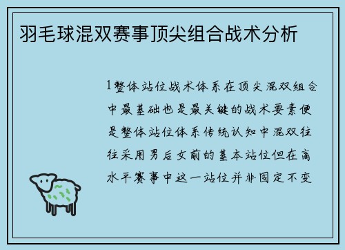 羽毛球混双赛事顶尖组合战术分析